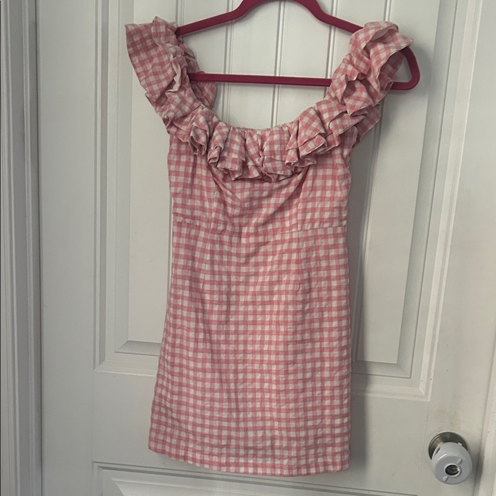 Pink Gingham Ruffle Sundress